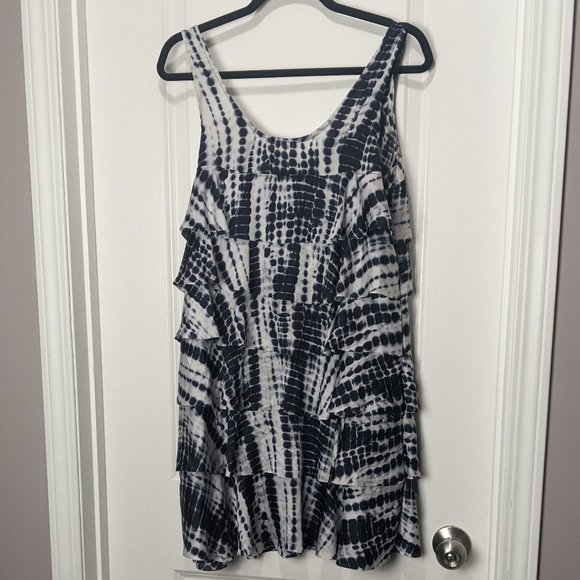 Michael Kors Blue and White Tiered Tie Dye Dress - Picture 2 of 4